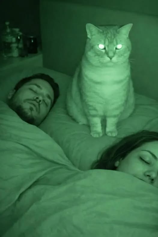 Every night I woke up with the feeling that our cat was carefully watching me and my husband, and it felt frightening!