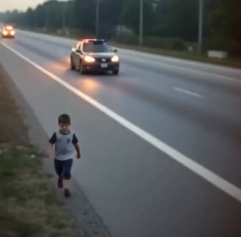 A police officer noticed a little boy, no older than three, wandering by himself along the edge!