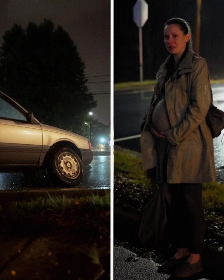 I Was Eight Months Pregnant When My Husband Refused to Help Me Change a Flat Tire – I Came Home with Someone, and His Face Went Pale